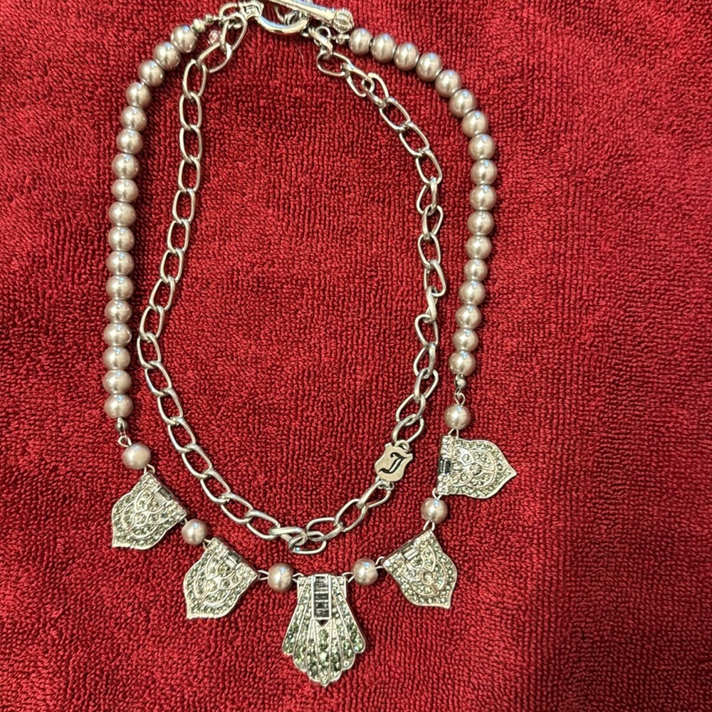 Juicy Couture Marcasite Double Strand Toggle Choker
